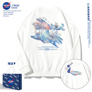 NASA联名情侣卫衣外套男士秋冬款2023美式宽松圆领高级感衣服