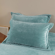 珊瑚绒枕套单个一对装冬季加厚牛奶法兰绒纯色枕头套枕芯48x74cm
