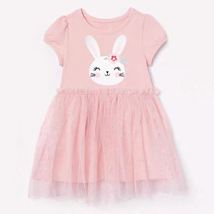 夏款女童连衣裙2022婴幼儿童，宝宝纯棉小童粉红色短袖公主裙子