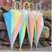雨伞定制广告伞小清新长柄环保，自动创意渐变透明伞拼色彩虹伞r