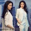 香港刘亦菲明星同款白色西装套装2024款职业OL职业时尚西服两件套