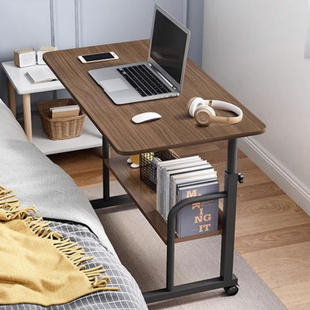 卧室家用学生书桌宿舍懒人电脑桌，床边桌可移动升降电脑台式桌子