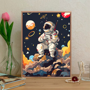 宇航员数字油画diy填色画太空科幻装饰画儿童零基础涂色填色画画