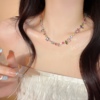 糖果彩色水晶锆石项链女轻奢小众高级感森系串珠子颈链锁骨链配饰