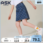 askjunior女童裙子半身裙牛仔短裙，夏季薄款中大童短裙儿童潮裙子