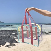 韩国ins度假旅游沙滩包透明果冻包大容量手提袋游泳防水收纳包