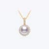美奈百变系列akoya珍珠吊坠，18k金颈饰(金颈饰)钻石项链母亲节礼物