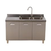 定制不锈钢整体橱柜304灶台柜一体水槽柜，家用厨房转角厨柜碗