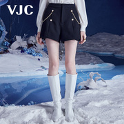 VJC/威杰思秋冬女装黑色西装短裙高腰修身气质通勤短裤