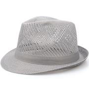 夏季男士礼帽网眼镂空草帽，爵士遮阳帽亚麻夏凉帽(夏凉帽，)透气帽子网帽