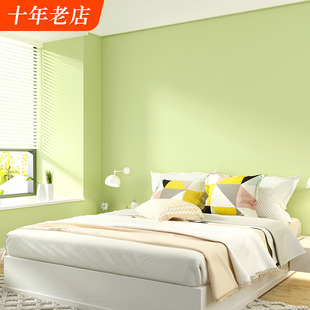 抹茶绿墙纸黄绿色素色纯色现代简约无纺布卧室客厅电视背景墙壁纸