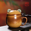 龙泉青瓷泡茶杯陶瓷家用茶杯大容量带盖手柄马克杯可爱创意咖啡杯
