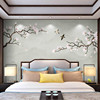 8d新中式玉兰花鸟墙纸，墙布电视背景墙壁纸客厅，沙发影视墙装饰壁画