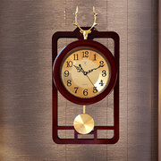 新中式客厅创意挂钟古典中国风大气，木质时钟墙壁装饰钟表，万年历(万年历)钟