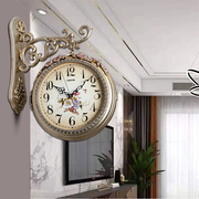 双面挂钟静音钟表客厅家用挂墙简约现代时钟，复古两面装饰创意挂表