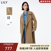 lily2023冬女装美拉德全羊毛，气质通勤长款双面呢毛呢外套大衣