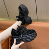 韩国绑带厚底增高老爹鞋2023春秋高跟运动鞋小个子红色松糕休闲鞋