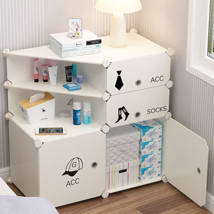 简易床头柜简约现代迷你小型柜卧室，塑料组装儿童置物架收纳柜