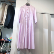 M码粉紫色棉质长袖连衣裙