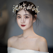 新娘头饰韩式森系手工甜美珠花朵发箍公主婚纱礼服造型仙气发饰卡