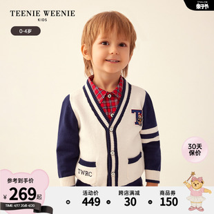 TeenieWeenie Kids小熊童装男宝宝23年款秋季拼接撞色针织开衫