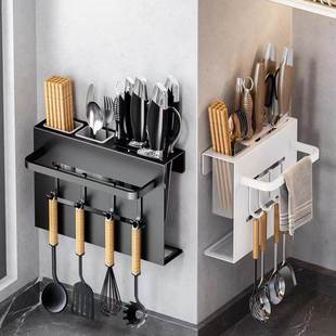 壁挂式厨房置物架一体放菜架不锈钢架沥水筷子筒具收纳层架