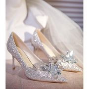 米兔小姐公主殿下手工绝美婚鞋新娘鞋高跟鞋女高级感水晶鞋