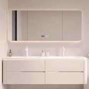 可丽耐一体双盆浴室柜组合橡木现代洗漱台洗手脸盆大户型定制