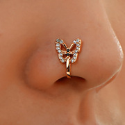 时尚个性u型鼻环，亚马逊镶钻蝴蝶，欧美鼻夹饰品butterflynosering