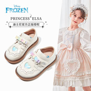 迪士尼冰雪奇缘24年春季女孩公主优雅小皮鞋可爱甜美女童鞋子