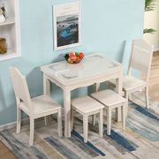 新折叠餐桌小户型实木钢化玻璃面白色轻奢现代简约家用吃饭桌椅组