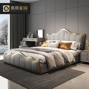 高端轻奢床2022奢华主卧皮床储物双人简约现代婚床2米x2.2米