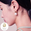 2022潮银镀18k金色，圆珠耳环镶嵌天然珍珠，耳坠925银耳扣防过敏