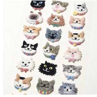 日本带回可爱动物柴犬猫咪，熊猫毛毡布毛绒(布毛绒，)3d立体装饰贴纸diy