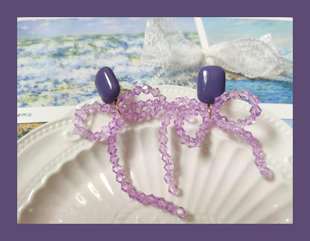 夏日香芋紫编织水晶蝴蝶结耳钉敲温柔显白紫色流苏仙气耳环耳夹