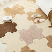 创意拼图地毯加厚柔软植绒，异形家用客厅，卧室床边毯拼接地垫高级感