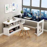 卧室转角书桌书架一体，桌书柜台式电脑桌写字桌，家用简约办公电脑桌