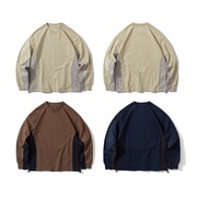 日系cityboy宽松小领口打底衫，320g棉男款，长袖t恤山系设计拼接版