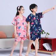 小孩汗蒸服男女纯棉足浴按摩服桑拿服儿童浴场足疗店会所浴衣睡衣