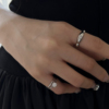 S925纯银戒指女设计小众星芒锆石极简几何戒指个性时尚双层尾戒