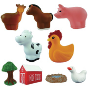 农场动物套装鸡鹅牛羊猪马树房舍水池 沙盘情景模型 儿童益智玩具