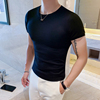 夏季个性时尚修身短袖男t恤韩版紧身圆领打底衫白t血桖潮半袖