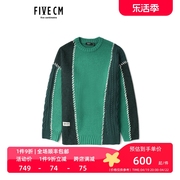 5cm/FIVECM情侣款宽松拼色针织衫2023冬季复古文艺毛衣
