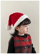 红色新年款儿童帽子秋冬保暖宝宝毛线帽男童女童圣诞帽大红套头帽