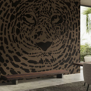 艺速现代简约花豹纹动物褐色，定制壁纸客餐厅沙发背景墙壁画唤醒