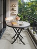 桌子折叠出租房家用餐桌简易饭桌圆桌小方桌网红水纹玻璃阳台茶桌