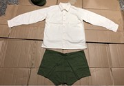 峥嵘岁月户外粗布白衬衣绿短裤实用与收藏俱佳100%纯棉