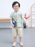 汉服儿童男童套装夏装唐装棉麻宝宝周岁礼服小孩中国风六一幼儿园