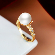 s925纯银戒指空托女小众，设计时尚镶嵌蜜蜡玉石，珍珠圆珠戒托可调节
