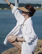 法式女士白色衬衫夏季K宽松百搭休闲薄款防晒复古衬衣外套港